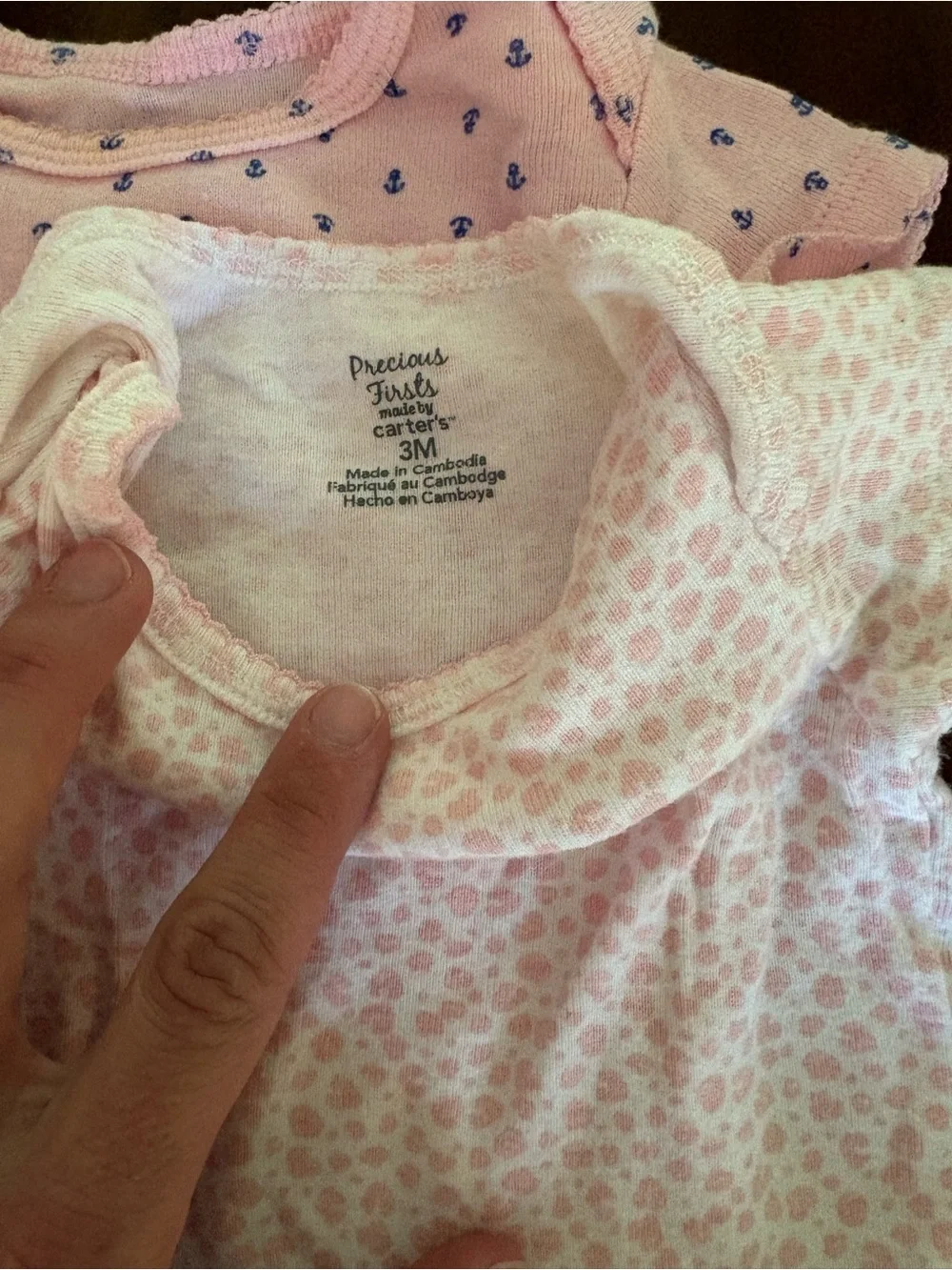 3-6 month carters Baby Girls' Short-Sleeve Onesie Set - Pink, Blue, Stripe